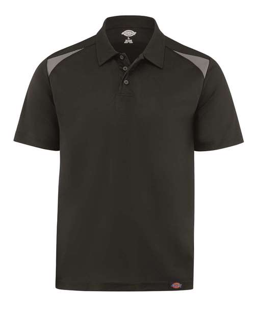 Dickies Unisex Team Performance Short Sleeve Work Shirt in Black/Smoke, front view