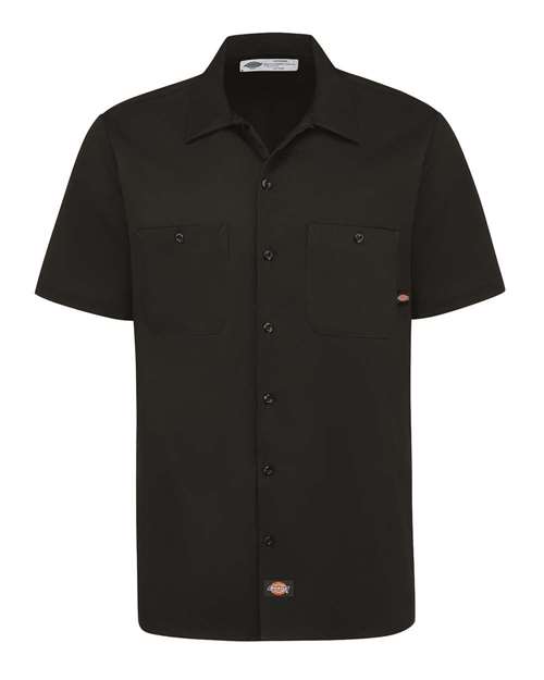 Dickies Men's Industrial Short Sleeve Cotton Work Shirt in Black