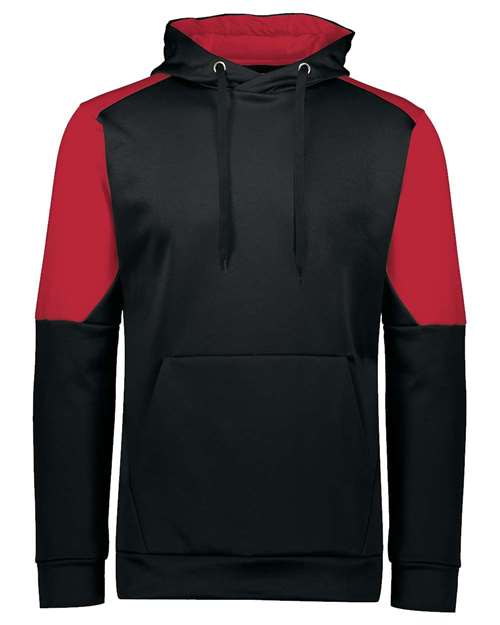 Holloway Unisex Blue Chip Hooded Sweatshirt in Black/Scarlet