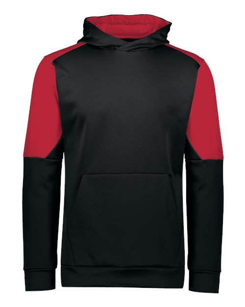 Holloway Youth Blue Chip Hooded Sweatshirt in Black/Scarlet