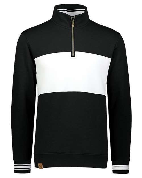 Holloway Men's All-American Fleece Colorblocked Quarter-Zip Sweatshirt in Black/White, front view