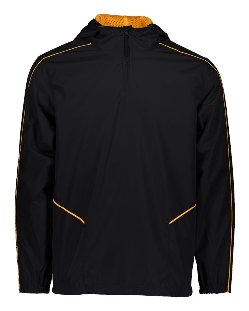 Holloway Men's Wizard Quarter-Zip Hooded Pullover in Black/Light Gold
