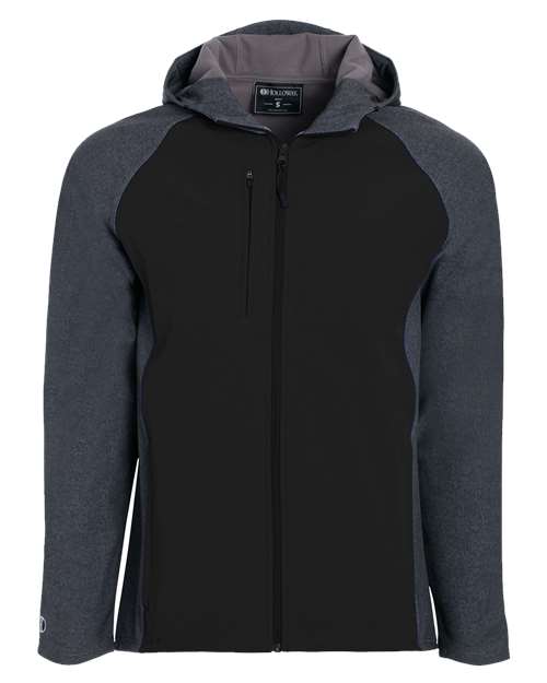 Holloway Men's Raider Hooded Soft Shell Jacket in Carbon Print/Black