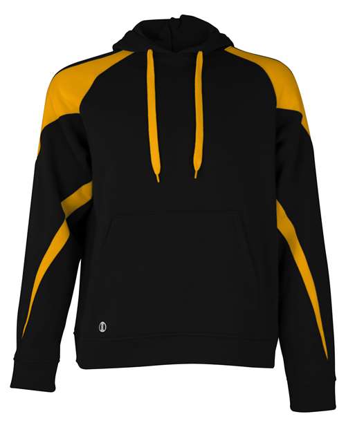 Holloway Unisex Athletic Fleece Prospect Hooded Sweatshirt in Black/Light Gold, front view