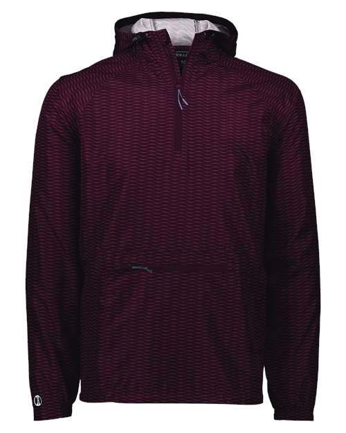 Holloway Men's Range Hooded Packable Quarter-Zip Jacket in Maroon