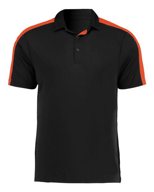 Augusta Sportswear Men's Two-Tone Vital Polo in Black/Orange, front view