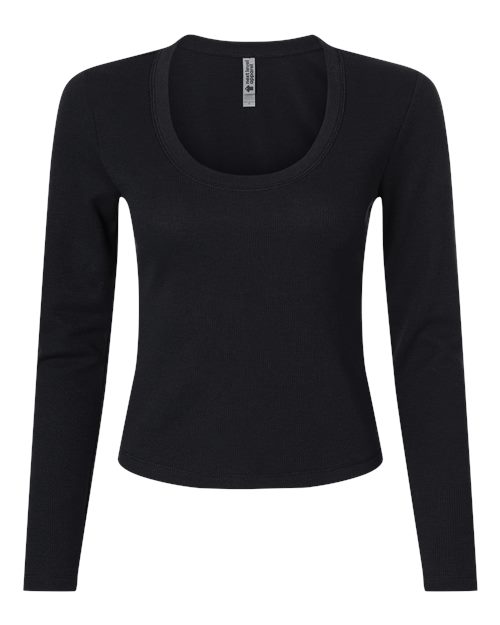 Next Level Women’s Ideal Thermal Long Sleeve Shirt in Black, front view