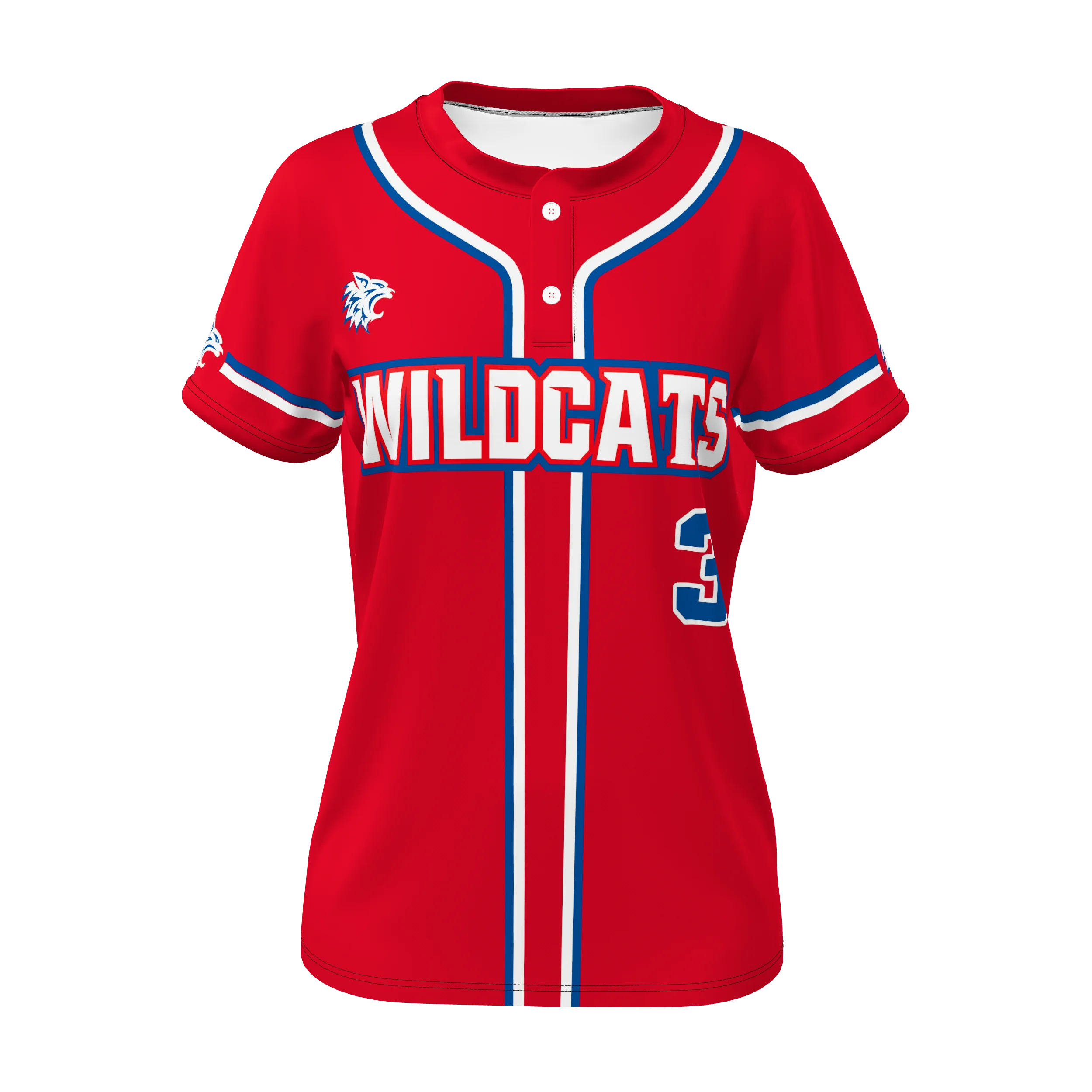 Zuniformers Women's/Girls Softball 2-Button Jersey, front view