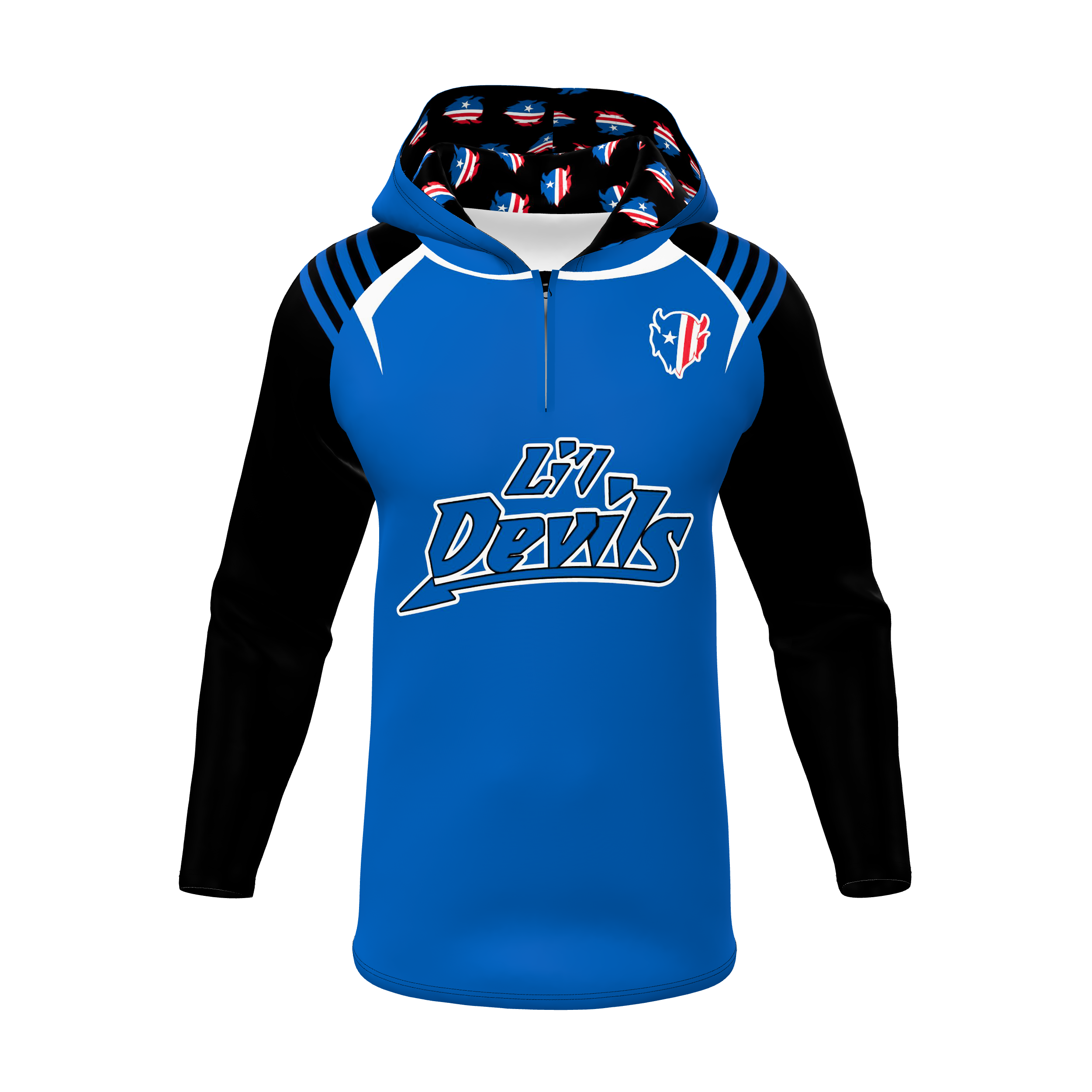 Zuniformers Men's/Youth 1/4 Zip Hooded Long Sleeve, front view